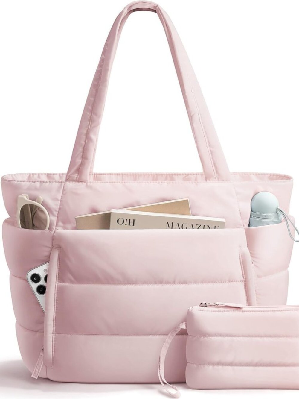 Puffer Tote Bag for Women, Lightweight Puffy Work Handbag Teacher Nurse Quilted